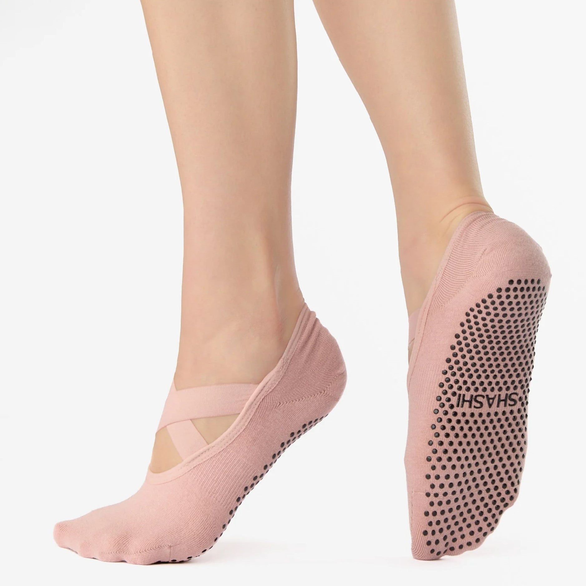 Cross Strap Grip Sock- (Barre / Pilates)