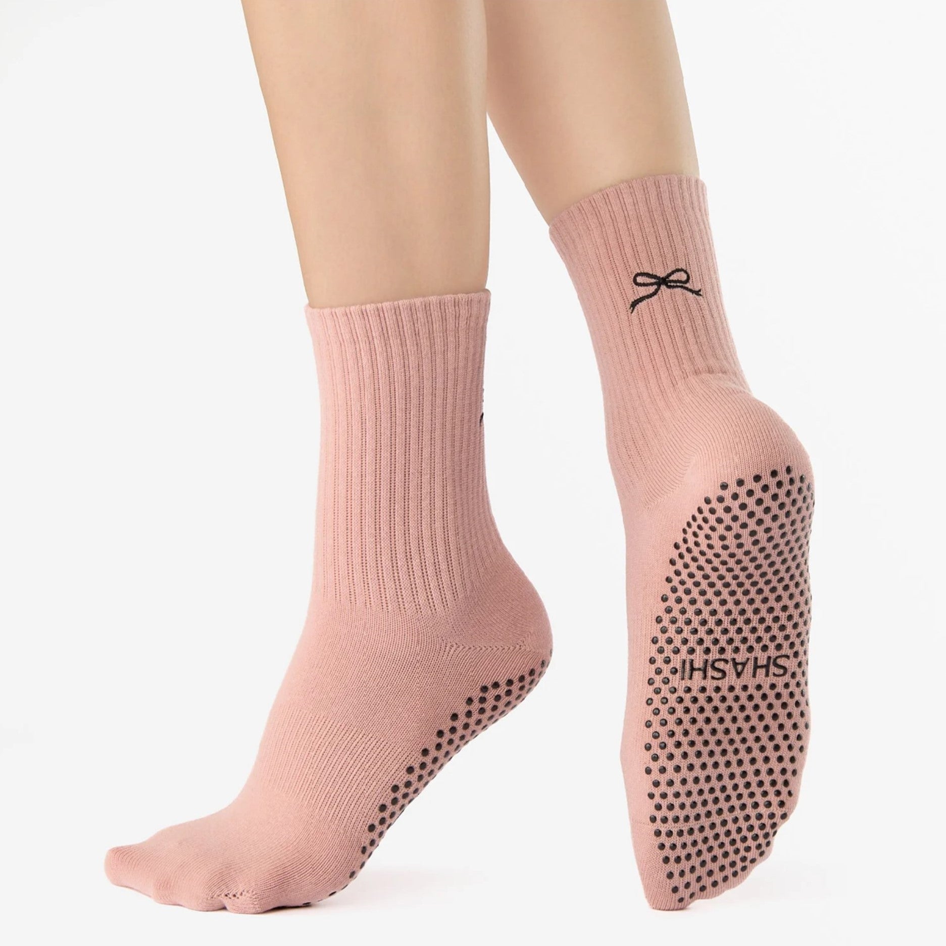 Motif Ankle Crew Grip Socks - Pink  (Barre / Pilates)