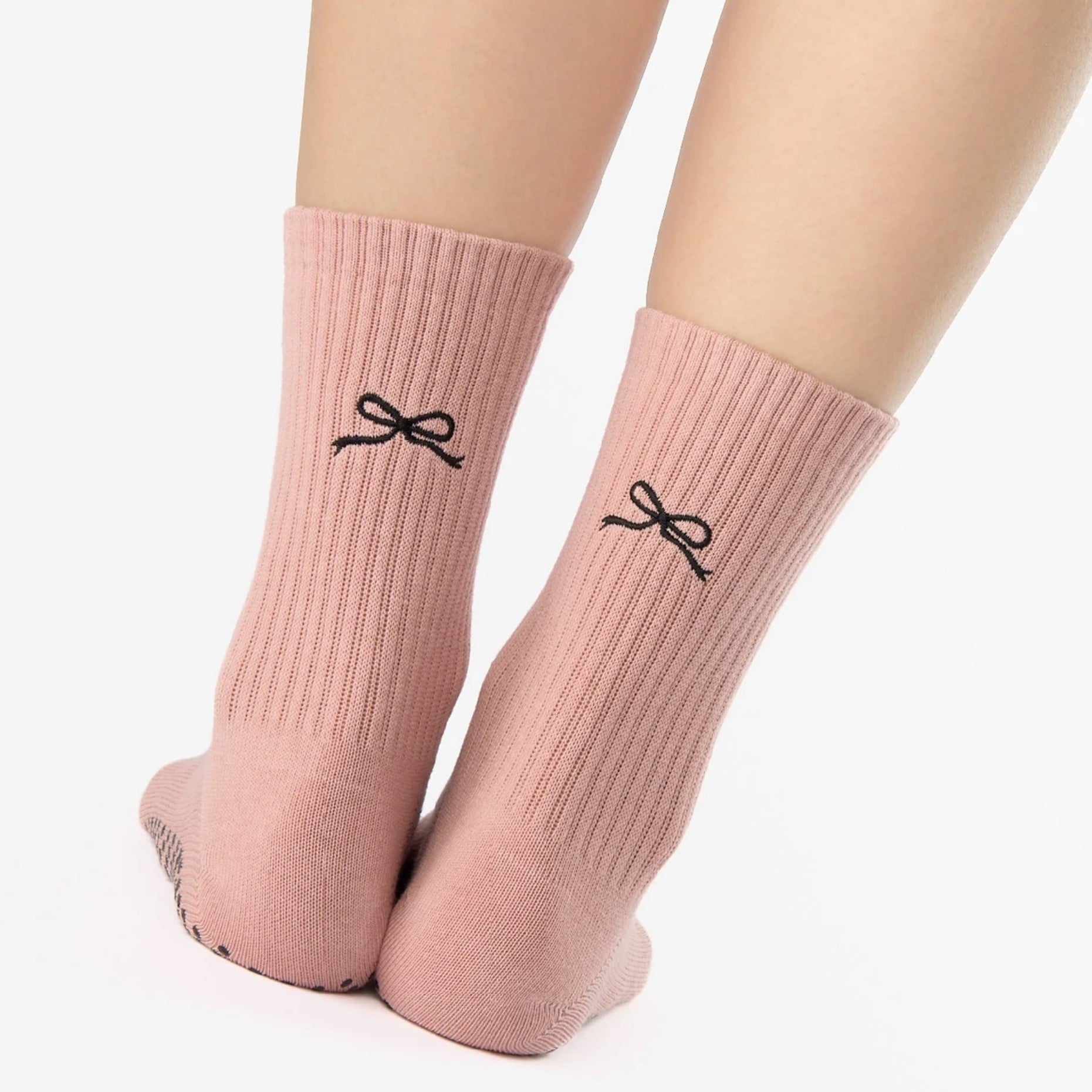 Motif Ankle Crew Grip Socks - Pink  (Barre / Pilates)