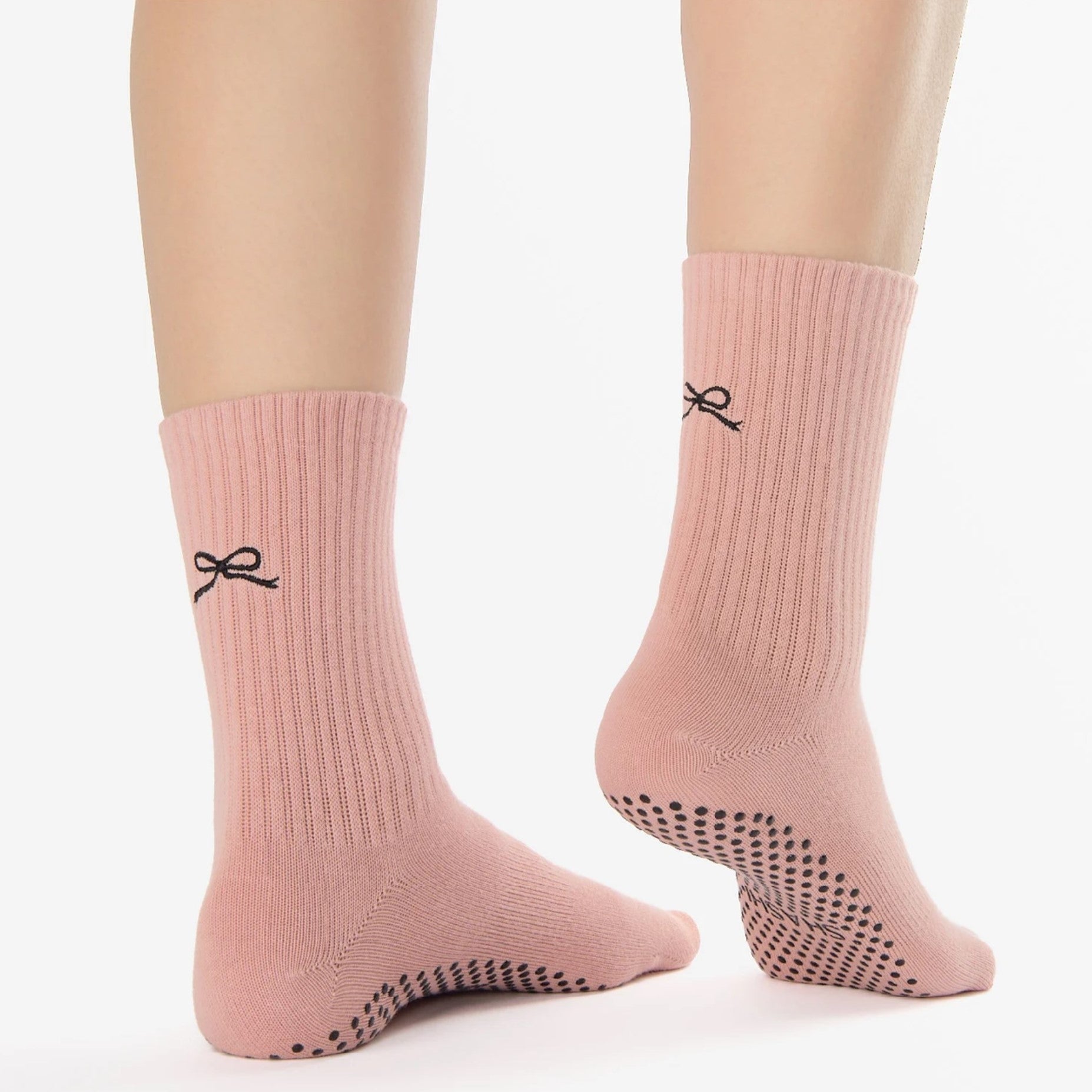 Motif Ankle Crew Grip Socks - Pink  (Barre / Pilates)