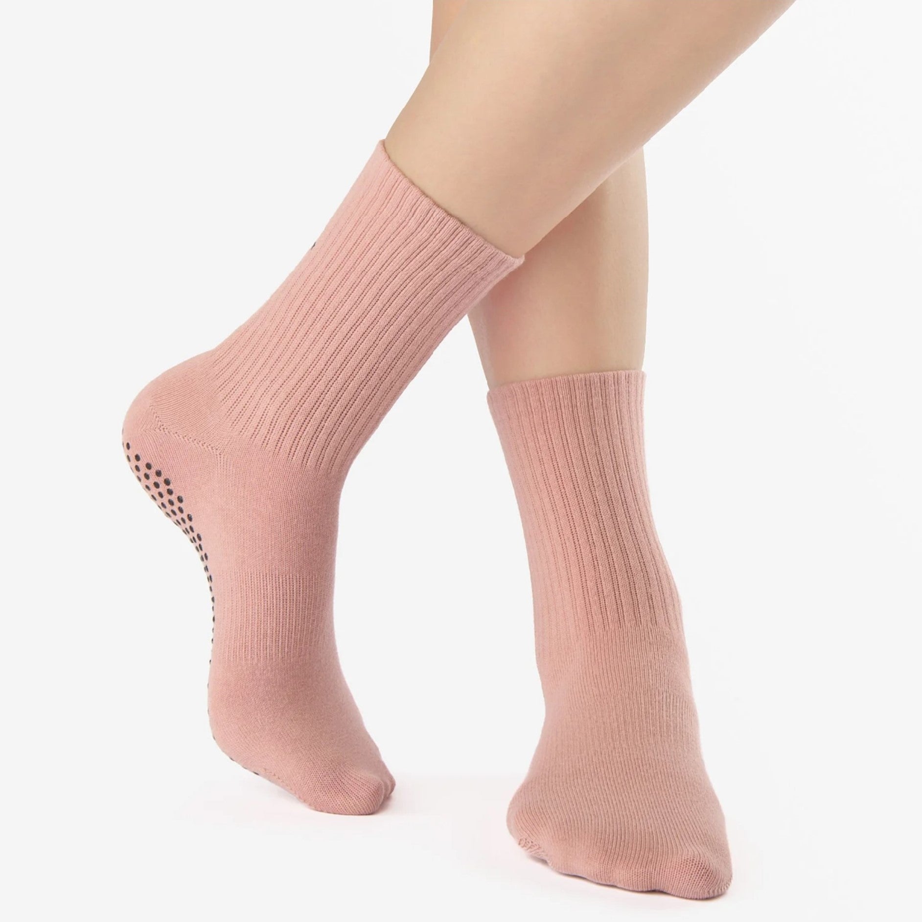 Motif Ankle Crew Grip Socks - Pink  (Barre / Pilates)