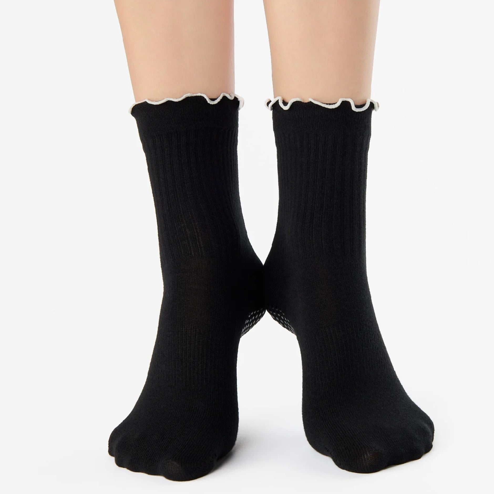 Ruffle Ankle Crew Grip Socks (Barre / Pilates)