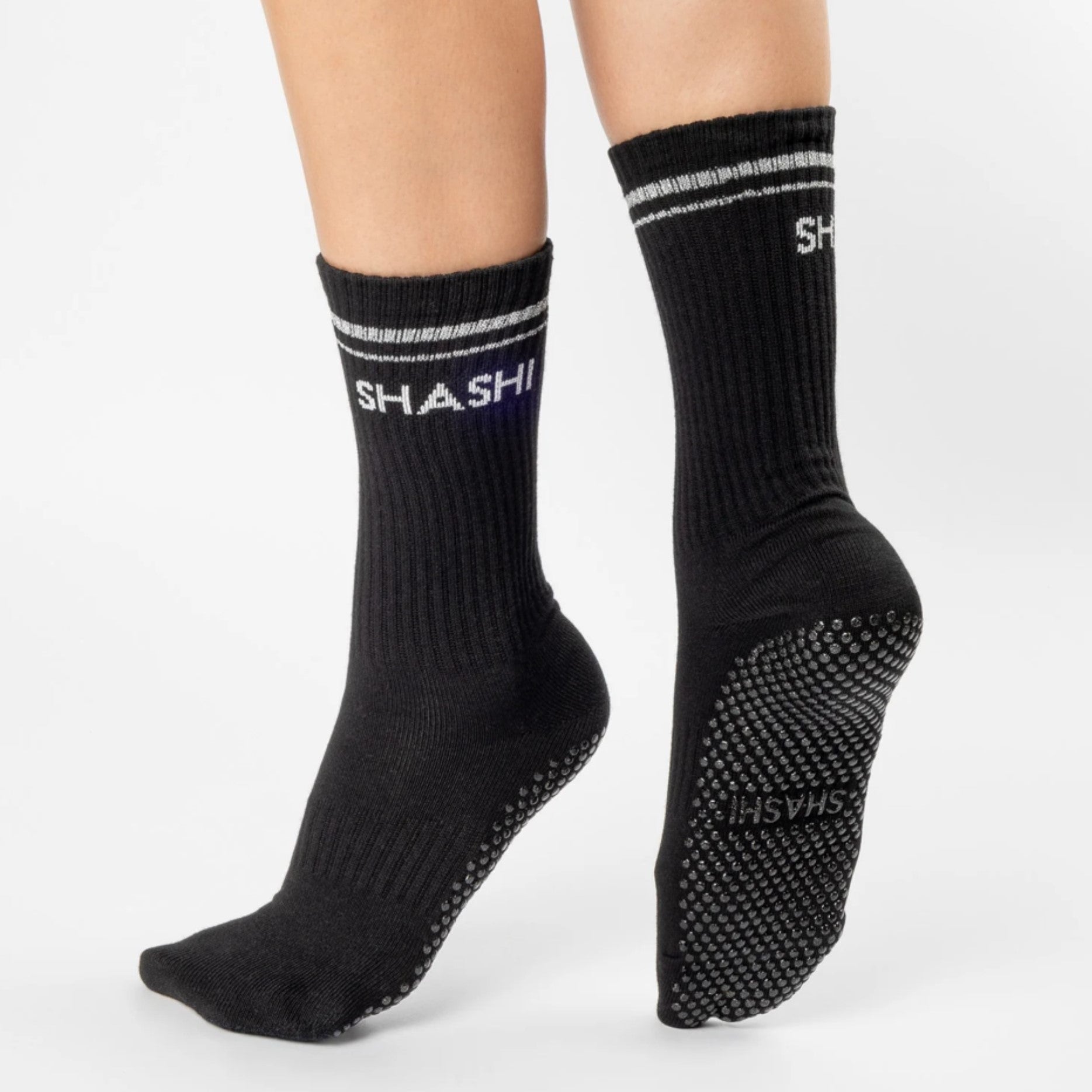 Shine Pack Grip Socks - Black and White (Barre / Pilates)