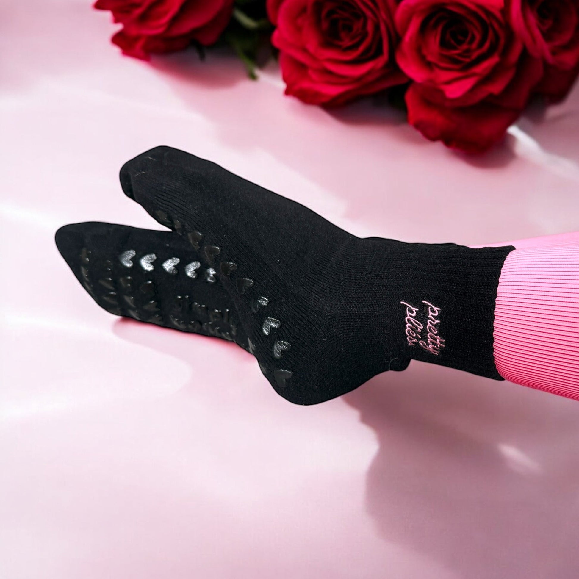 Pretty Pliés  - Embroidered Ankle Grip Socks