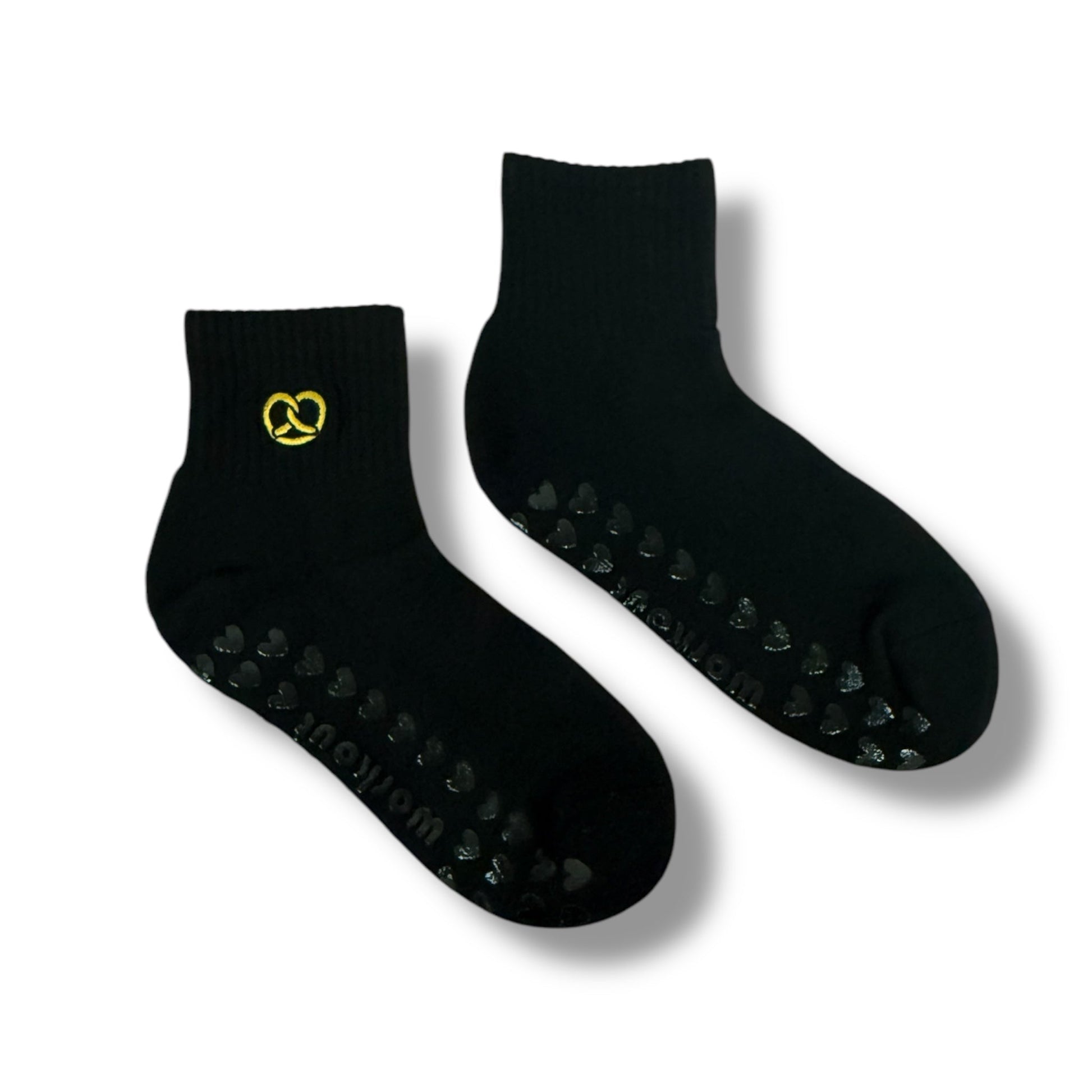 Pretzel - Embroidered Ankle Grip Socks