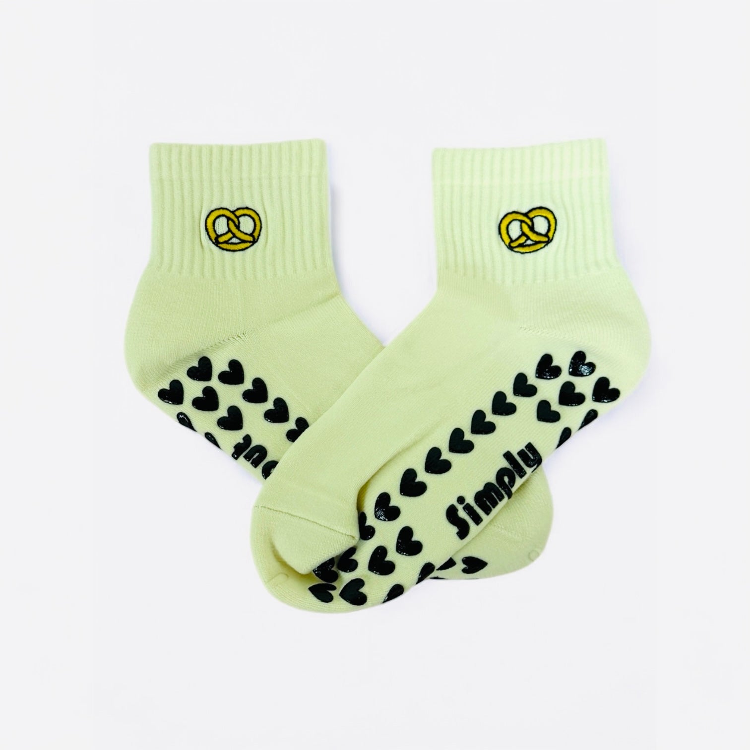 Pretzel - Embroidered Ankle Grip Socks