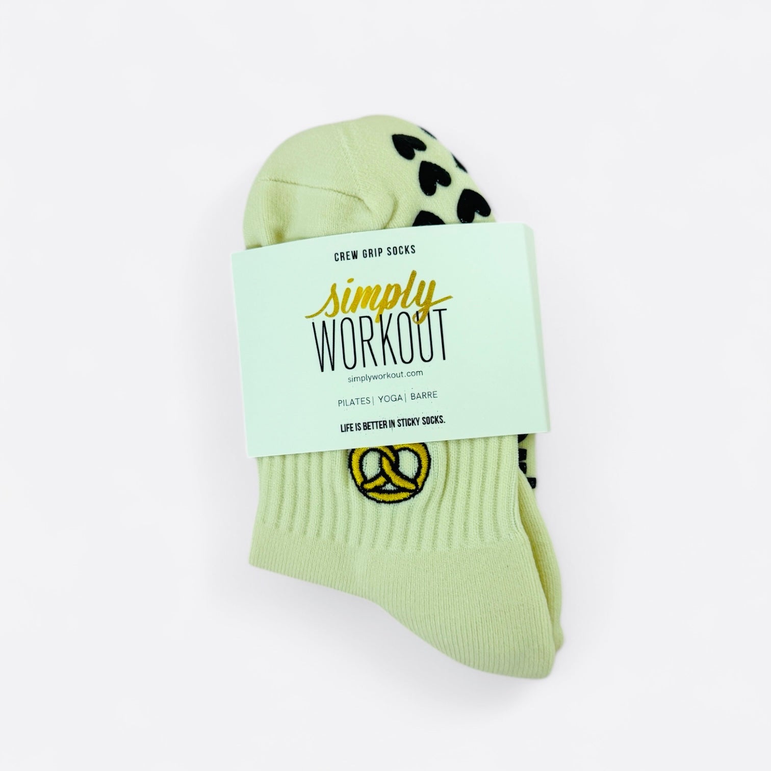 Pretzel - Embroidered Ankle Grip Socks