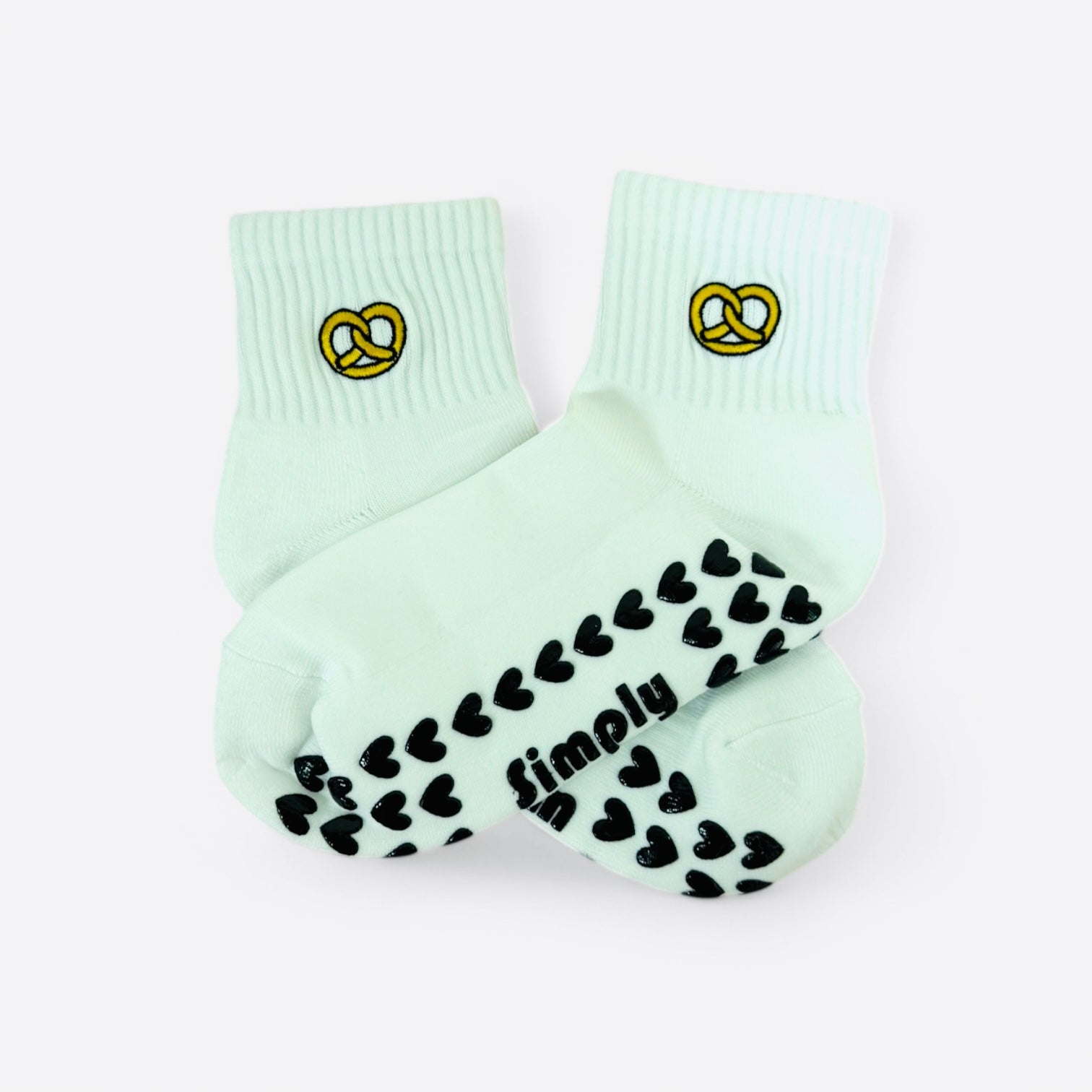 Pretzel - Embroidered Ankle Grip Socks