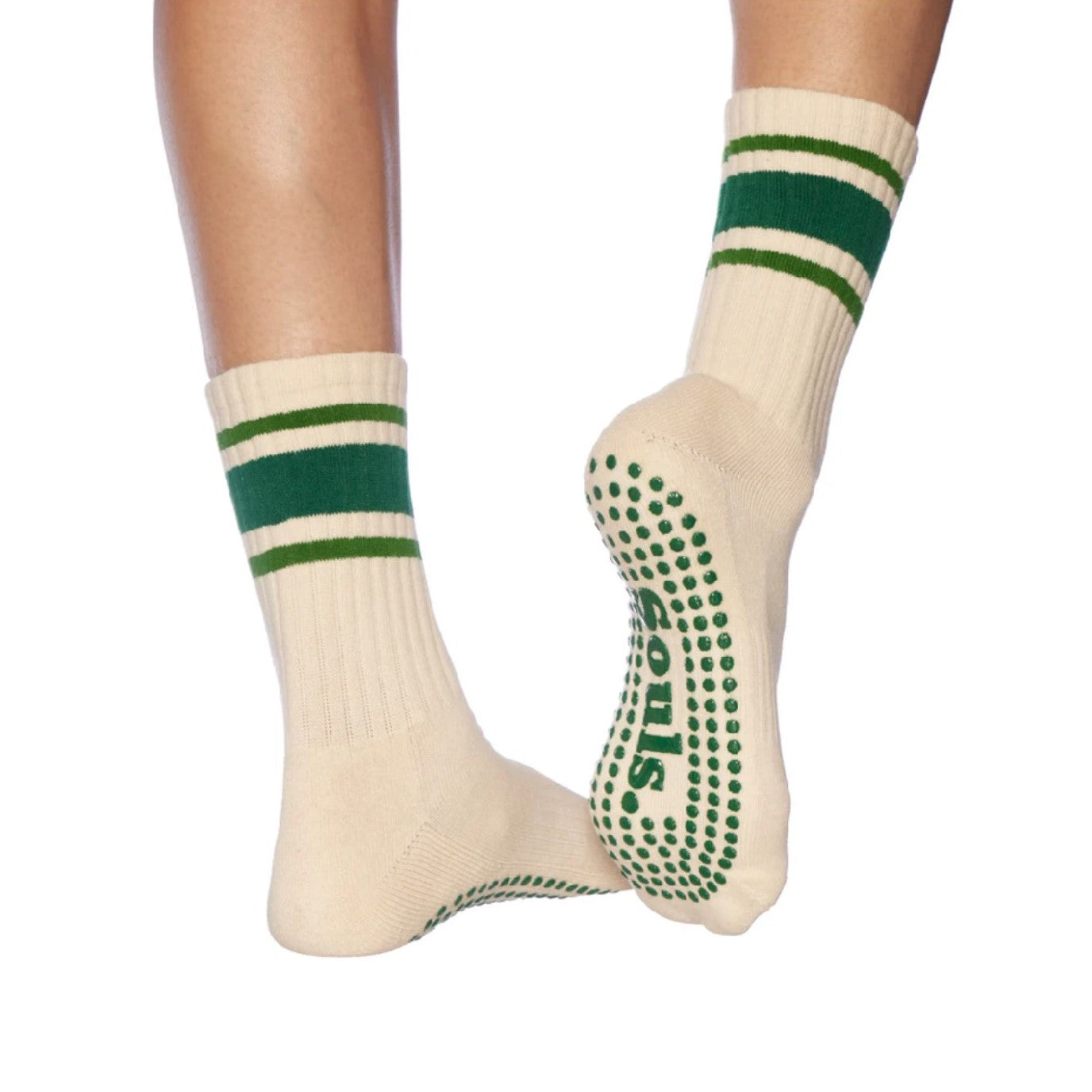 Green Retro - Crew Grip Sock (Barre / Pilates)