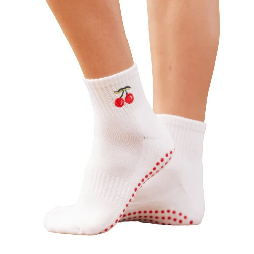 Very Cherry - Ankle Grip Sock (Barre / Pilates)