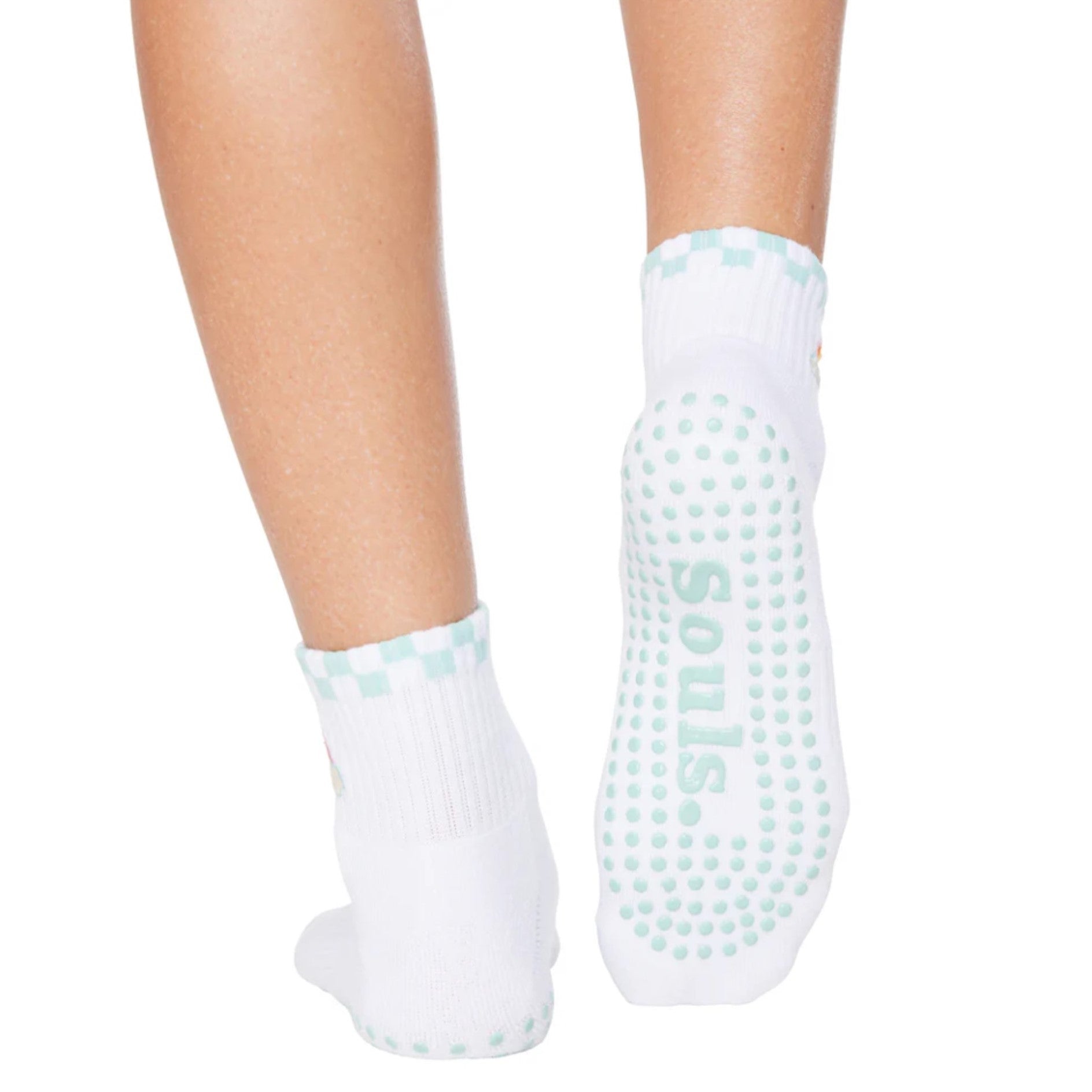Rainbow - Checkered Crew Grip Sock (Barre / Pilates)