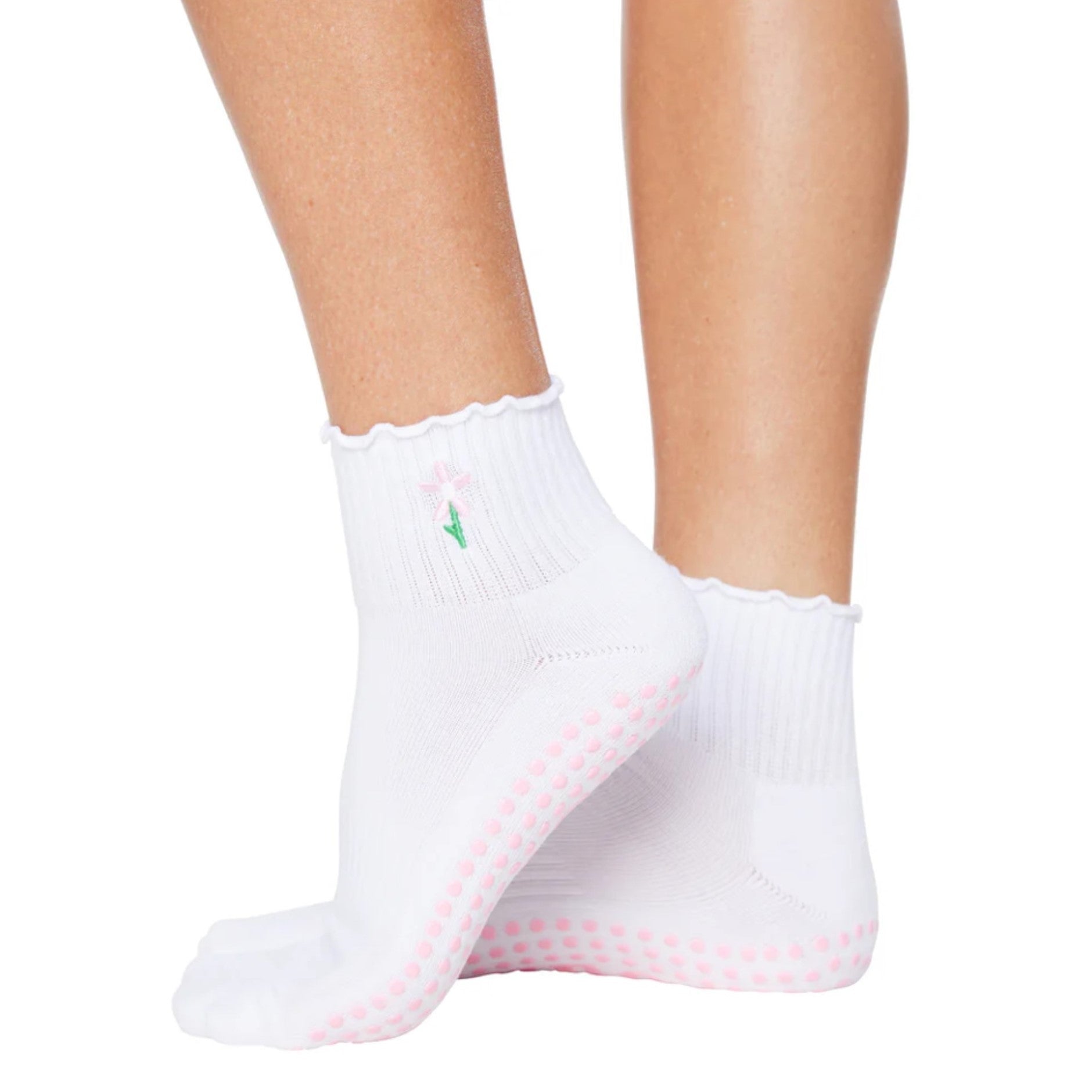 Ruffle Flower - Crew Grip Sock (Barre / Pilates)