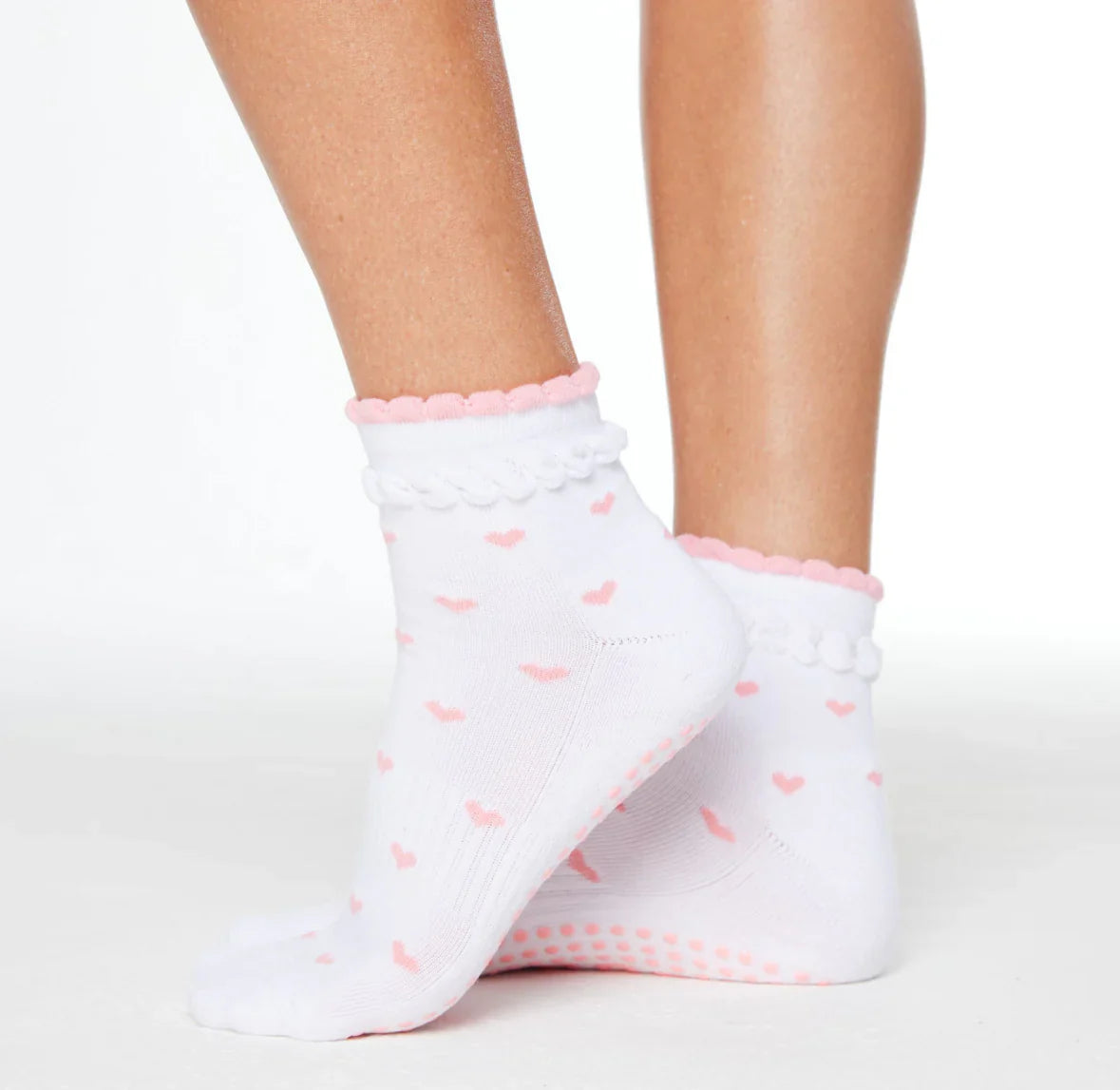 Ruffle Heart - Crew Grip Sock (Barre / Pilates)