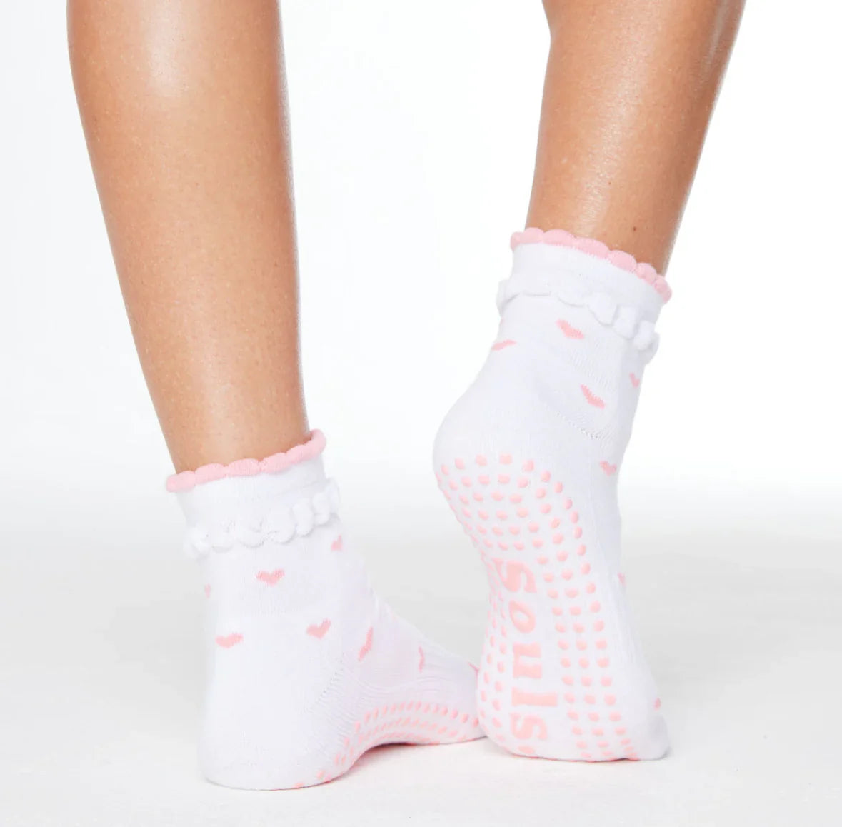 Ruffle Heart - Crew Grip Sock (Barre / Pilates)