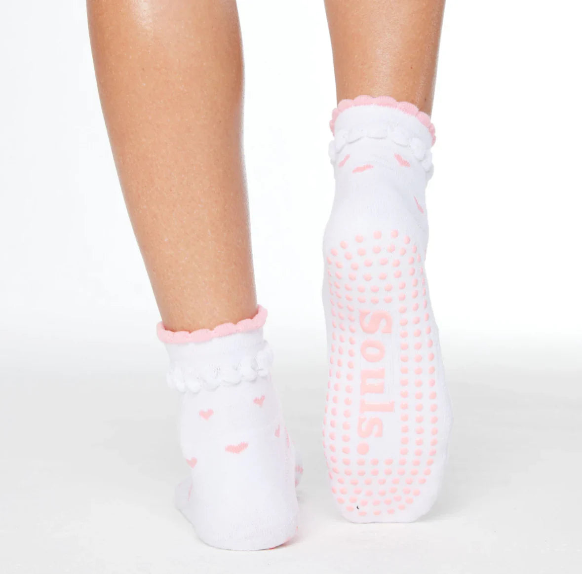 Ruffle Heart - Crew Grip Sock (Barre / Pilates)
