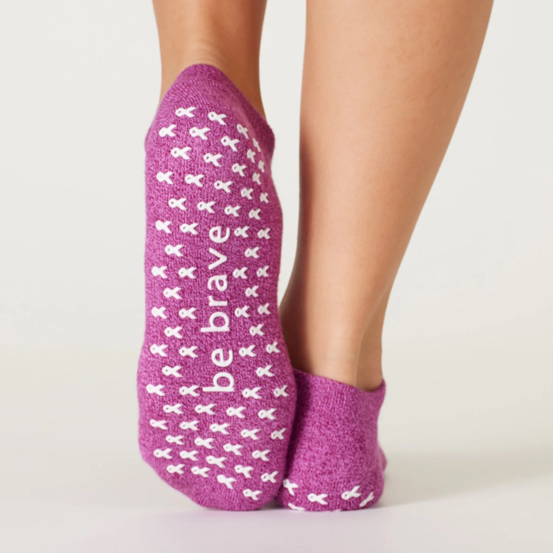 Be Brave Breast Cancer Awareness Grip Socks - Marbled  (Barre / Pilates)