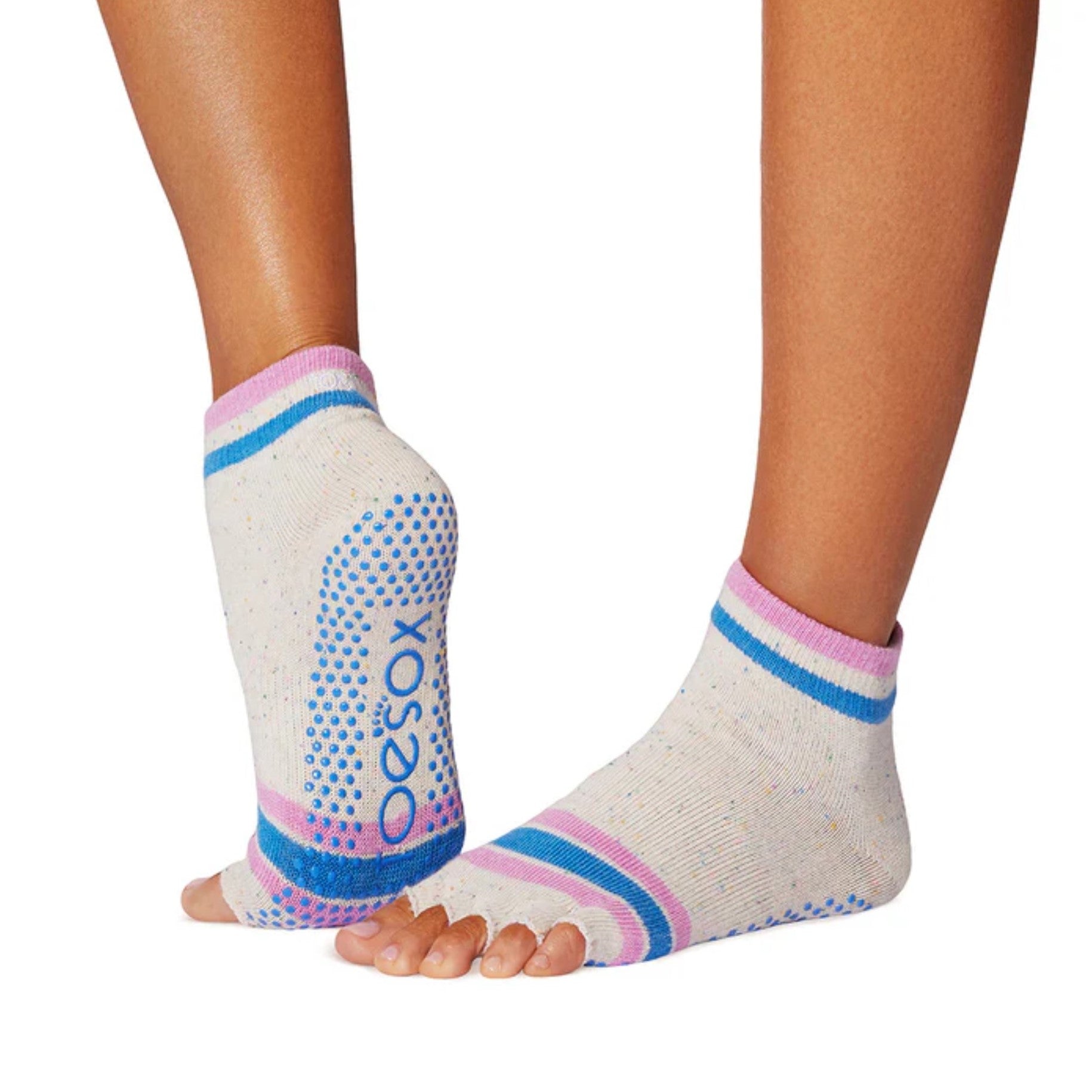 Ankle Half Toe - Paradise Stripe Grip Socks (Barre / Pilates)