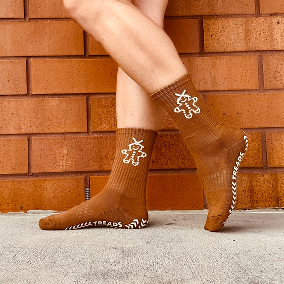 Gingerbread Bow - Ankle Grip Sock (Barre / Pilates)