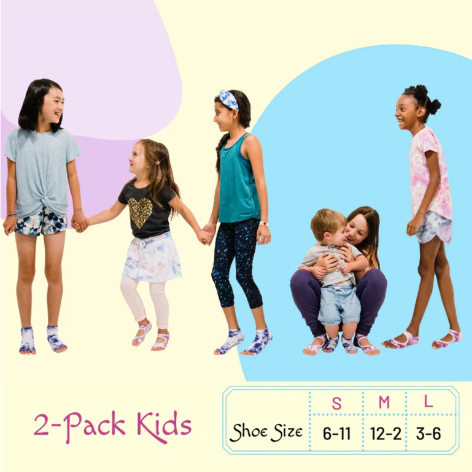 2 Pack Kids - Tie-Dye Blue/Plum (Barre / Pilates)